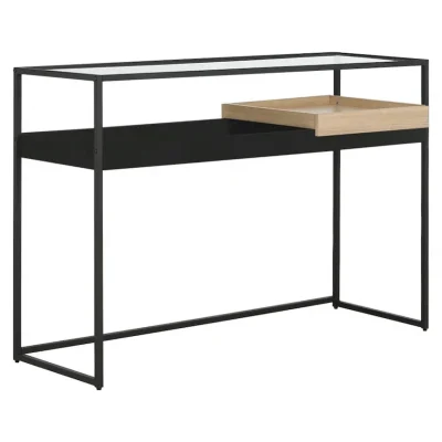 Everfurn Millenium Console, Powder Coated Steel Frame, Tempered Glass