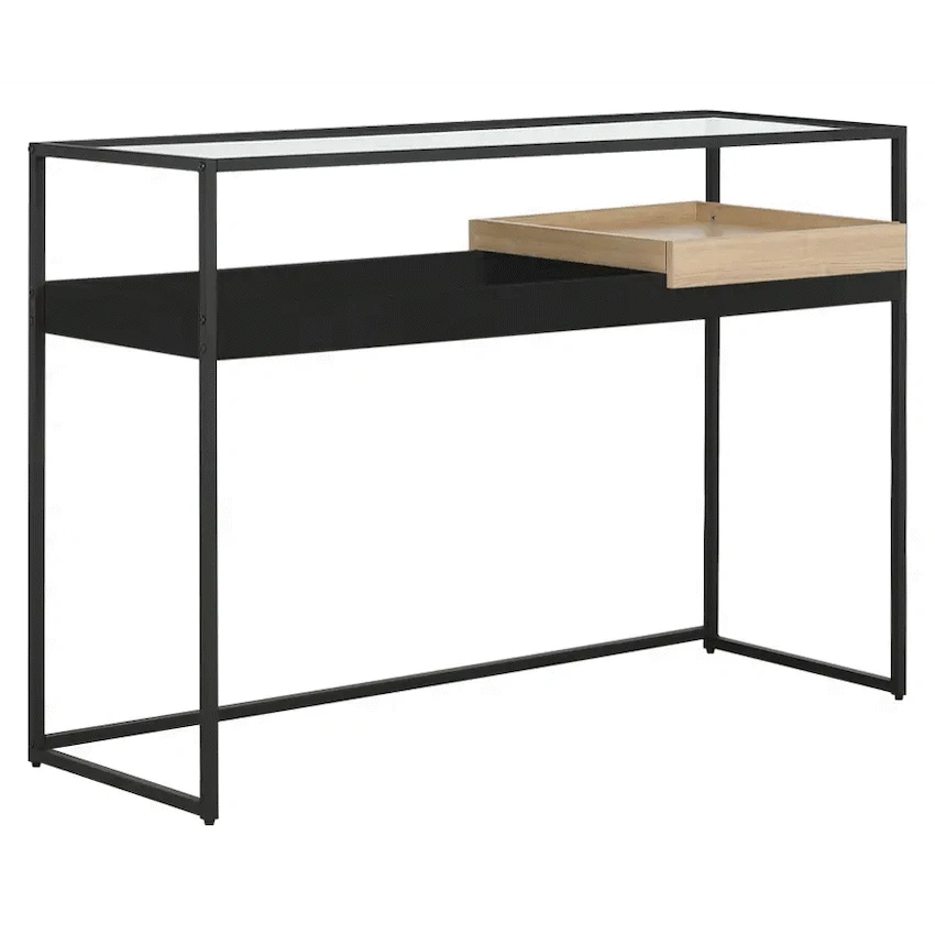 Everfurn Millenium Console, Powder Coated Steel Frame, Tempered Glass