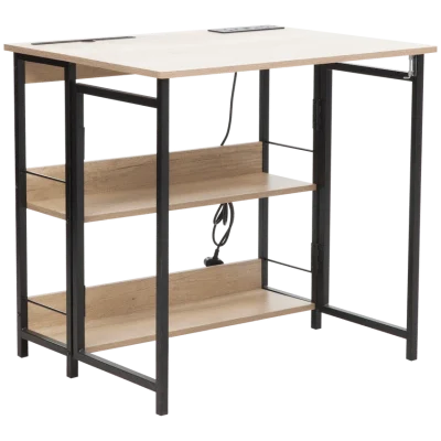 Everfurn Viron Folding Desk with 2-Prong Plugs and USB