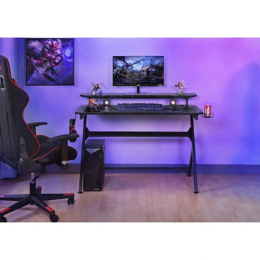 VX Gaming Donahue Gaming Desk - Black with Headphone Hook - Image 2