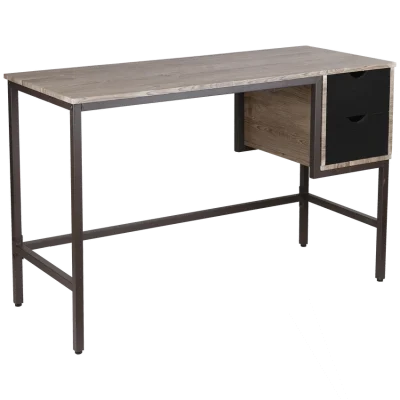 Everfurn Rampart Office Desk with Two Drawers, Powder-Coated Steel, Adjustable Feet