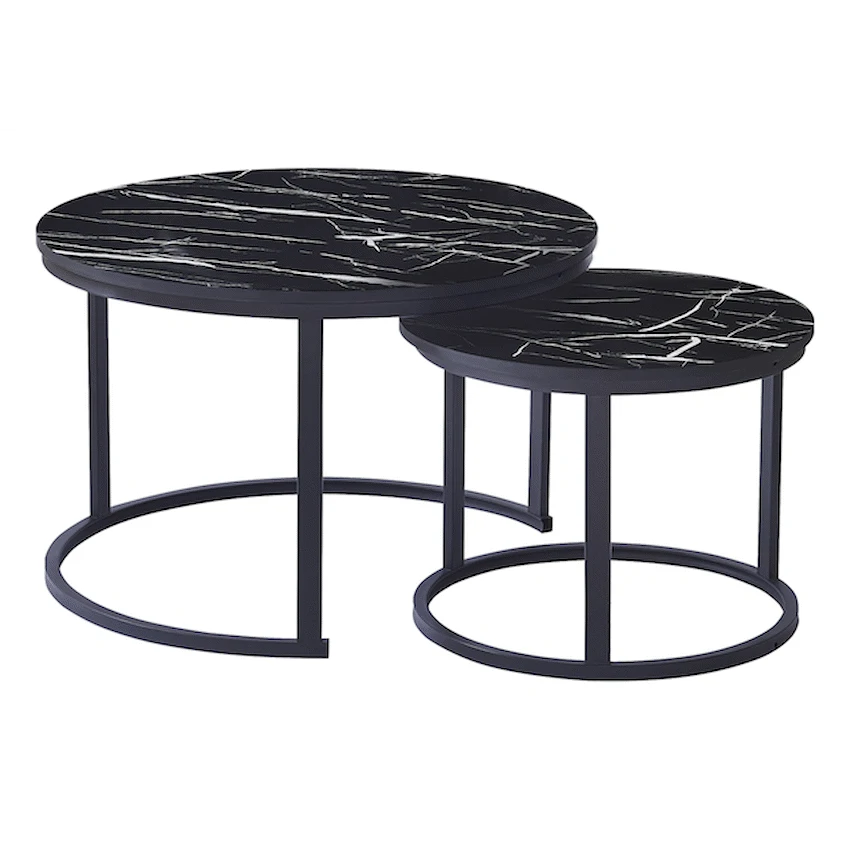 Everfurn Indus Nesting Coffee Table Black 2 Piece - Image 2