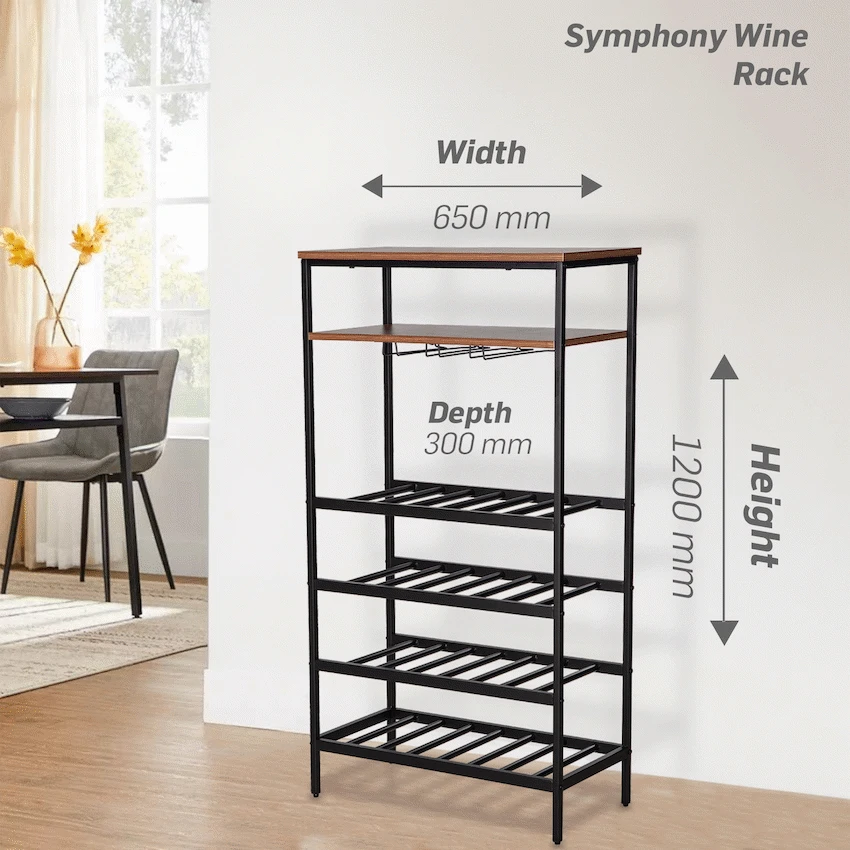 Everfurn Symphony Wine Rack - Steel Frame - Adjustable Feet - Image 3