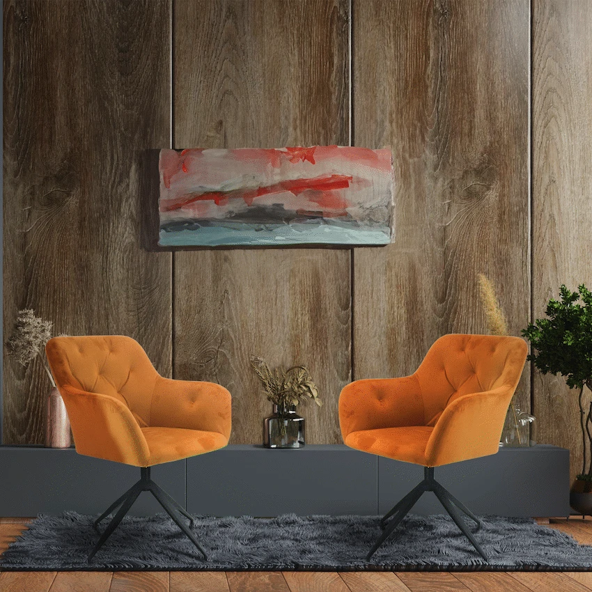 Plush Swivel Casual Chair - Burnt Orange - Velvet Fabric - Image 2