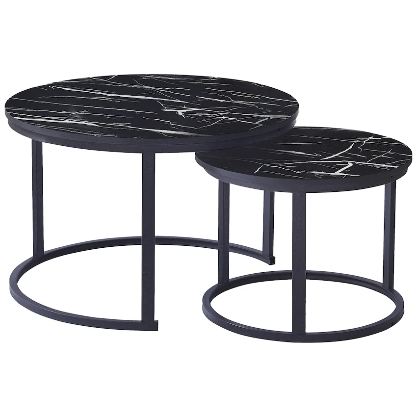 Everfurn Indus Nesting Coffee Table Black 2 Piece