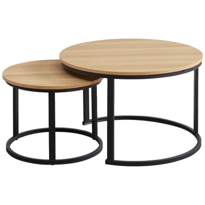 Everfurn Indus Nesting Coffee Table Oak With Black Frame