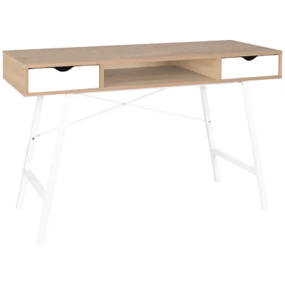 Everfurn Rain Work Desk - Study Desk with Two Drawers, Steel Frame, Adjustable Feet