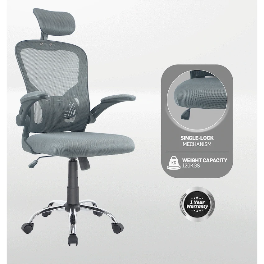 Everfurn Stagio Ergo Office Chair - High Back - Grey - Image 4