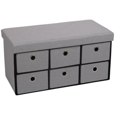 Foldable Storage Ottoman with Six Drawers