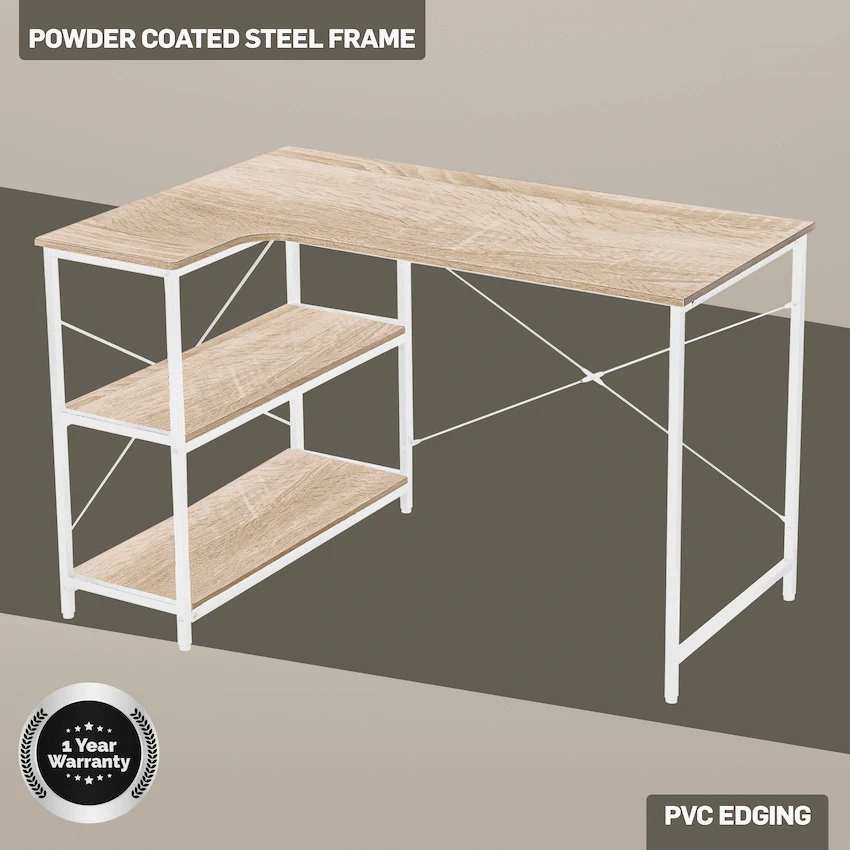 Everfurn Anthony Work Desk - Light Oak and White Frame - Image 6