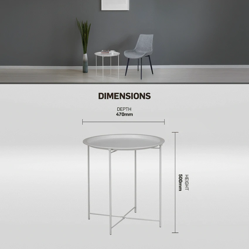 Everfurn Nala Side Table White, Painted MDF, Steel Frame, 2 Pack - Image 2