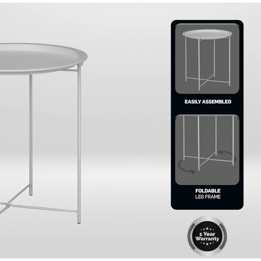 Everfurn Nala Side Table White, Painted MDF, Steel Frame, 2 Pack - Image 3