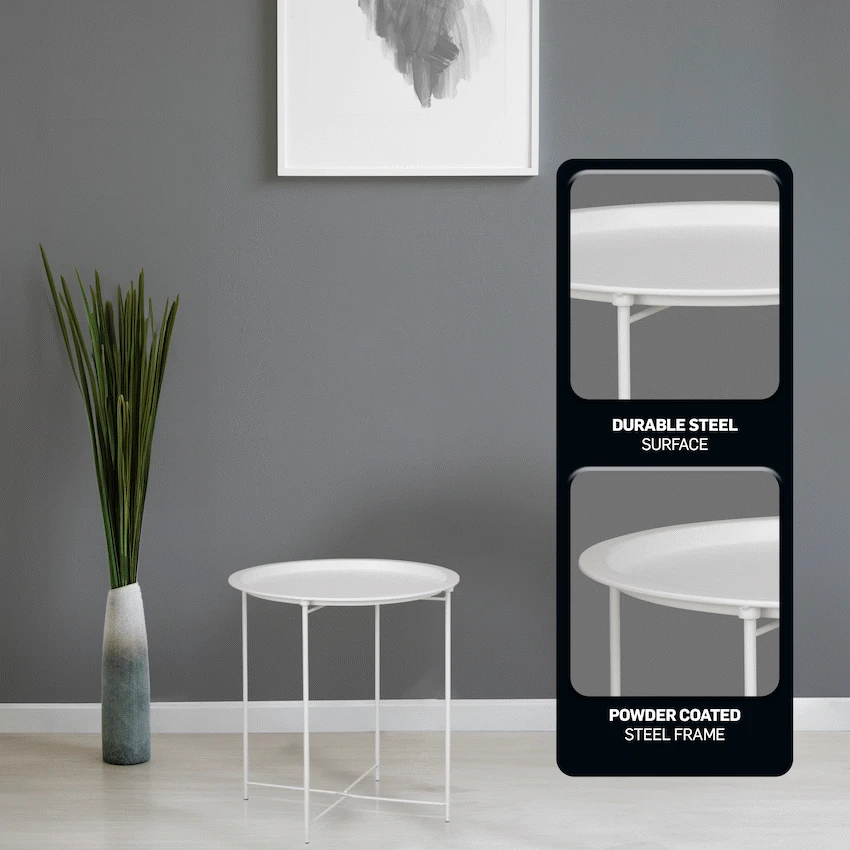 Everfurn Nala Side Table White, Painted MDF, Steel Frame, 2 Pack - Image 5