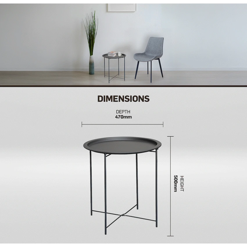 Everfurn Nala Side Table Black, Painted MDF, Steel Frame, 2 Pack - Image 2