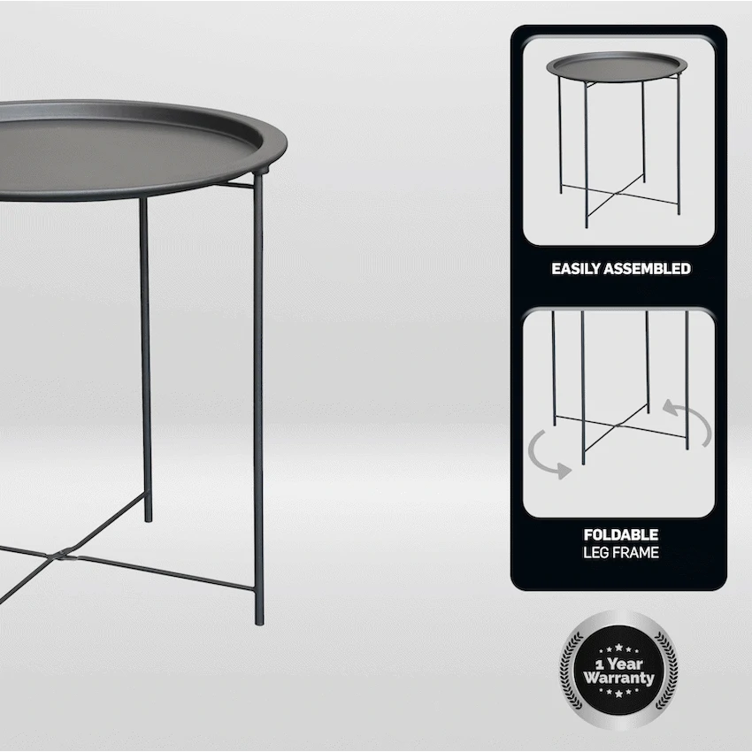 Everfurn Nala Side Table Black, Painted MDF, Steel Frame, 2 Pack - Image 3