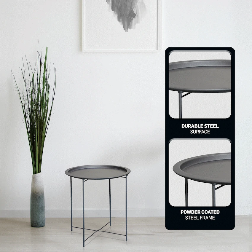 Everfurn Nala Side Table Black, Painted MDF, Steel Frame, 2 Pack - Image 6