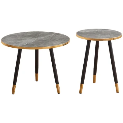 Everfurn Diana Coffee Table Grey Marble with Black Legs