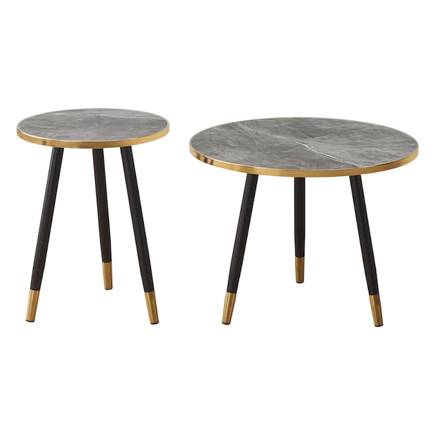 Everfurn Diana Coffee Table Grey Marble with Black Legs - Image 3