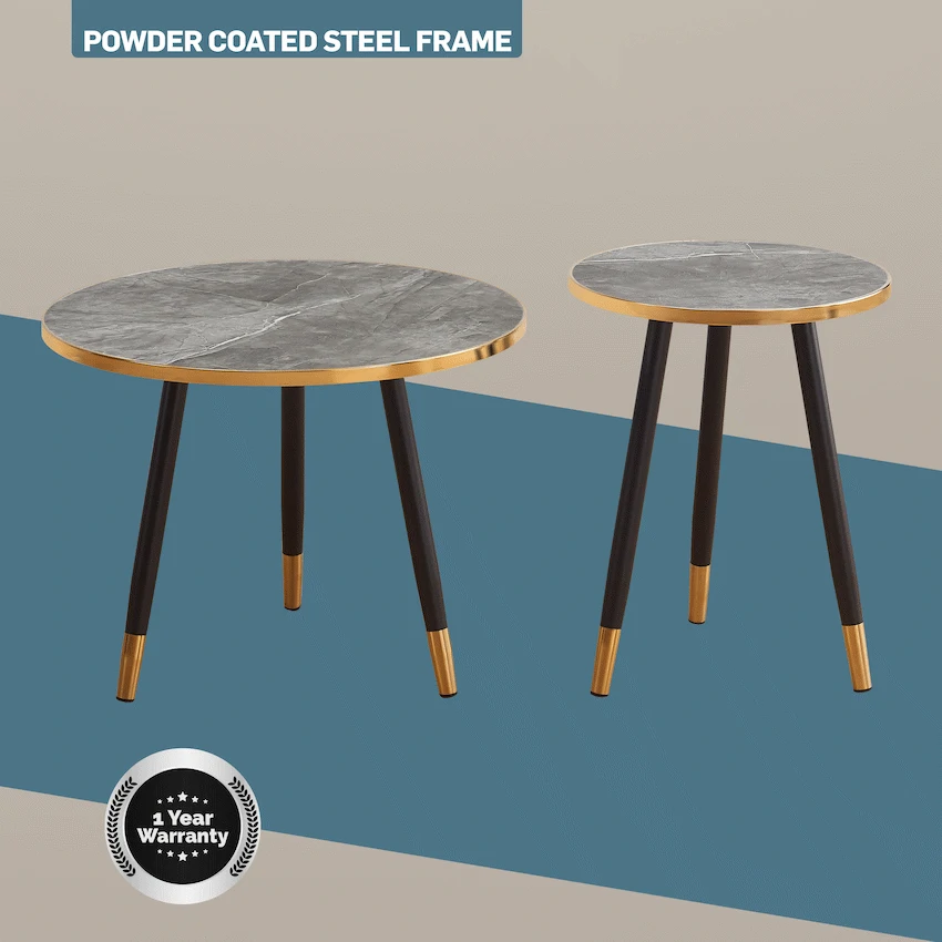 Everfurn Diana Coffee Table Grey Marble with Black Legs - Image 6