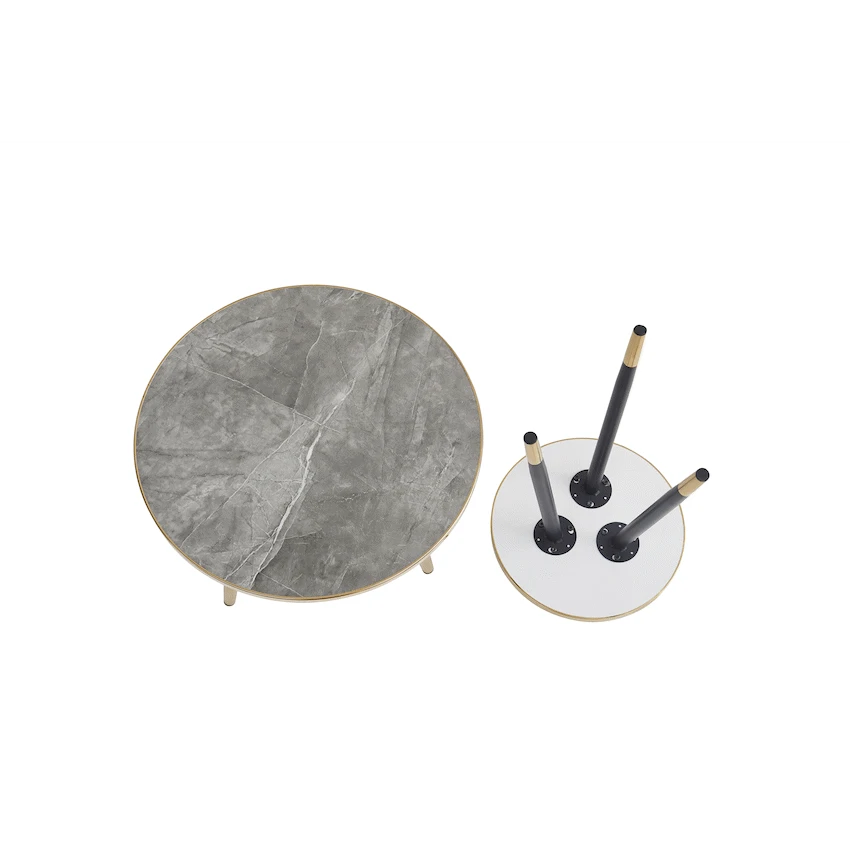 Everfurn Diana Coffee Table Grey Marble with Black Legs - Image 8