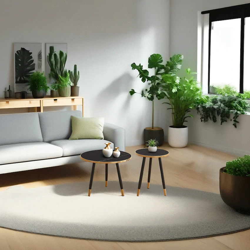 Everfurn Diana Coffee Table Black Marble with Black Legs - Image 4