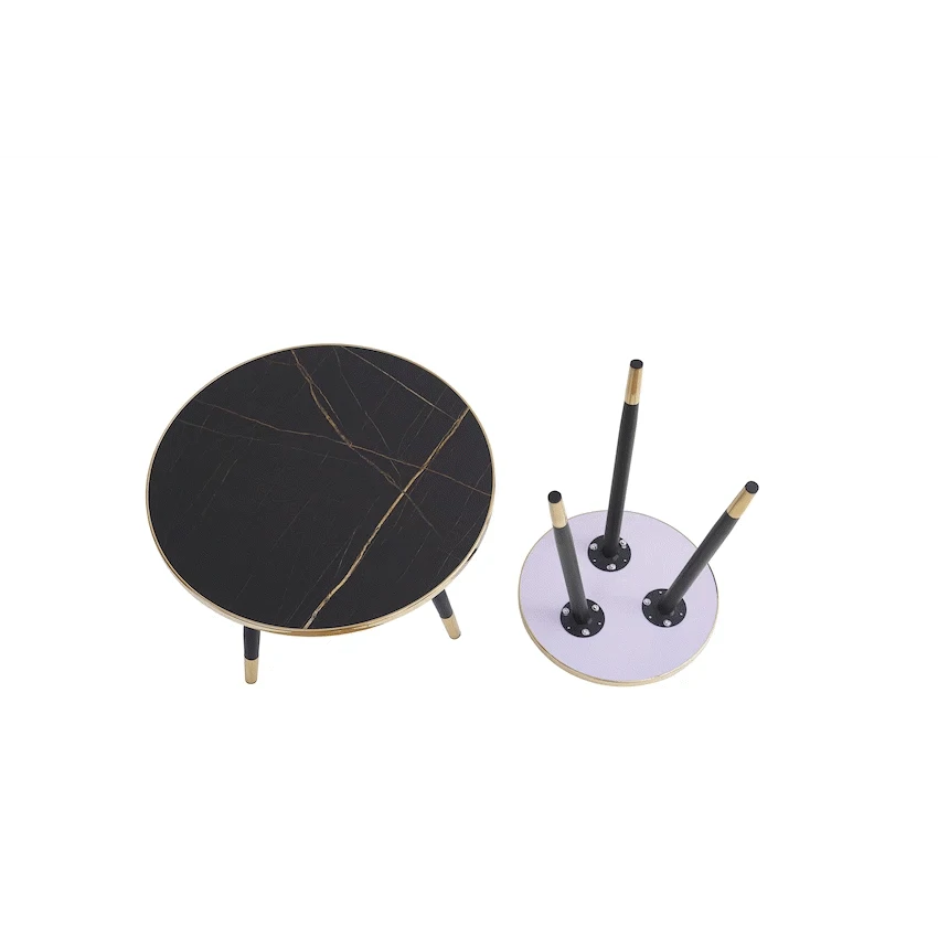 Everfurn Diana Coffee Table Black Marble with Black Legs - Image 7