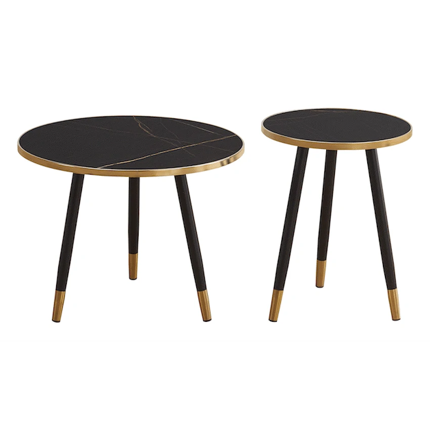 Everfurn Diana Coffee Table Black Marble with Black Legs - Image 8