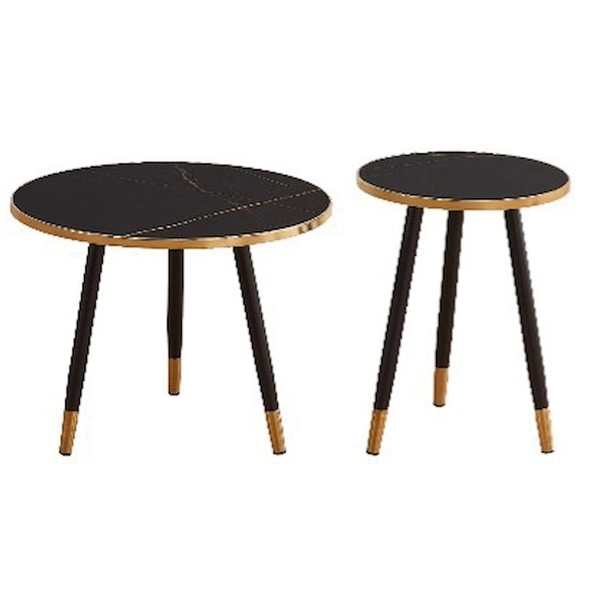 Everfurn Diana Coffee Table Black Marble with Black Legs - Image 9