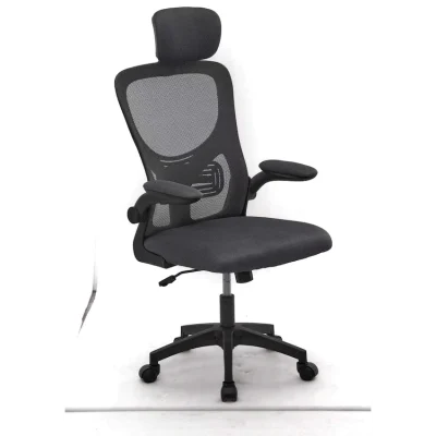 Everfurn Kira High Back Office Chair with Headrest - Grey with Black Frame