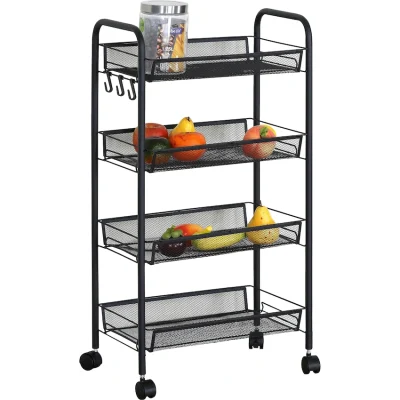 Everfurn Bram Kitchen Trolley with Casters - Black