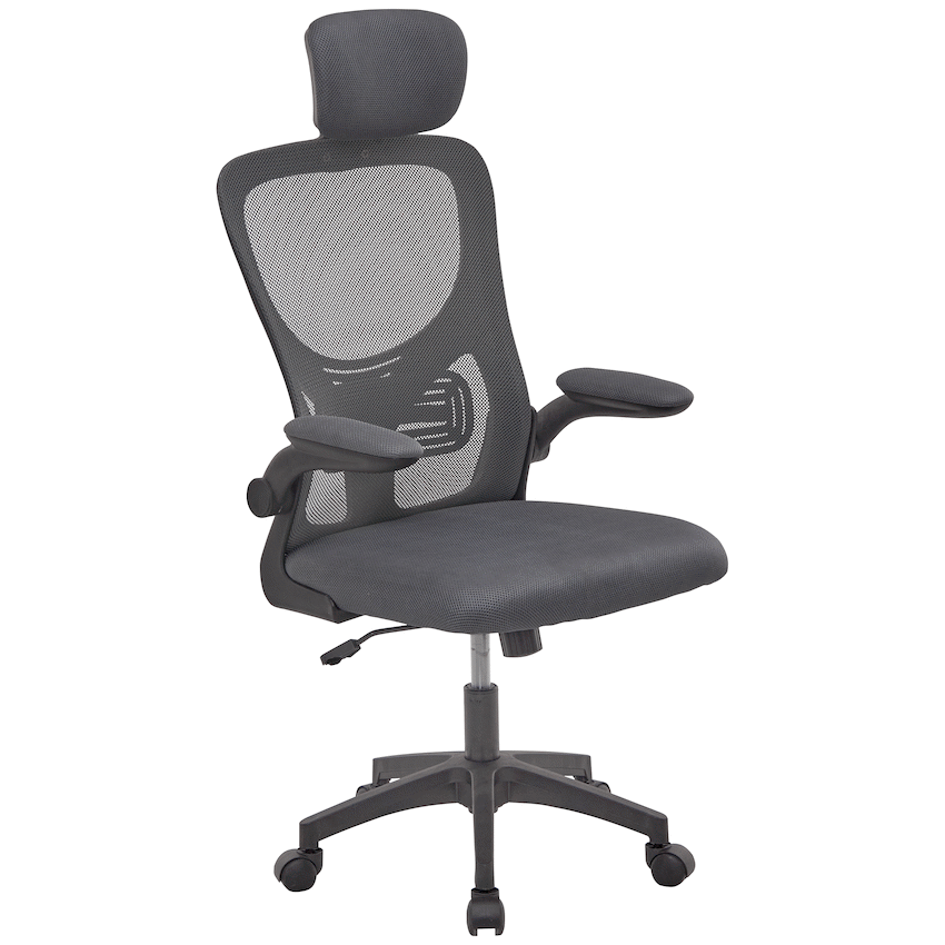 Everfurn Kira High Back Office Chair with Headrest - Grey with Black Frame - Image 2