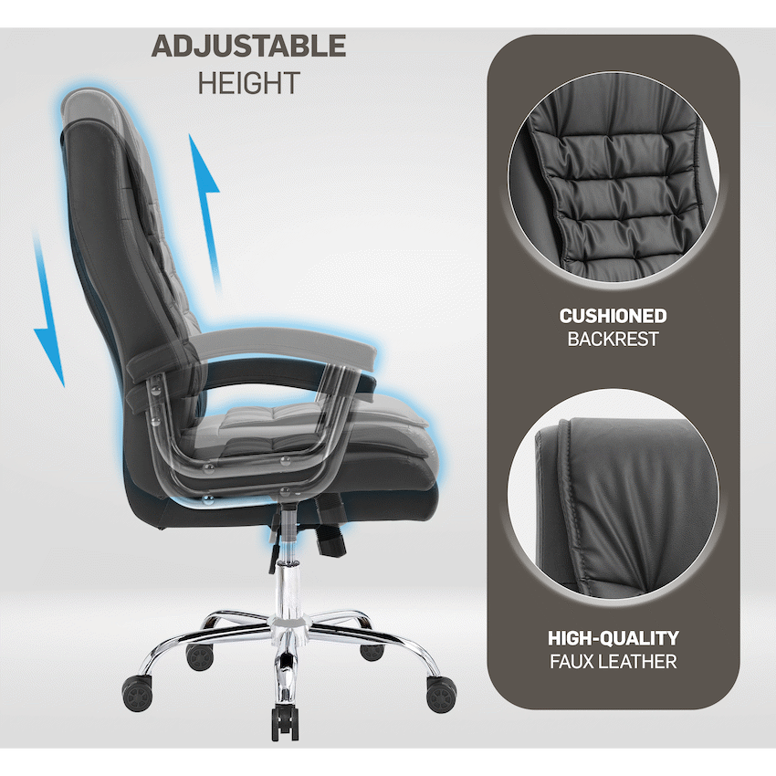 Everfurn Louis High Back Office Chair - Black - Image 5