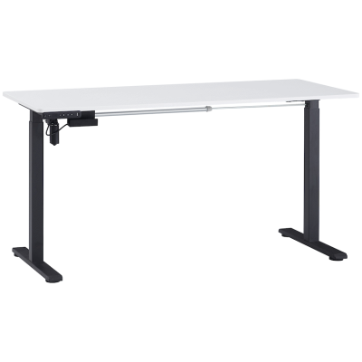Berlin Height-Adjustable Desk - Black Frame - White Desktop