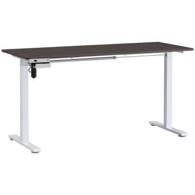 Everfurn Premium Berlin Height Adjustable Desk, White Frame, Chestnut Desktop